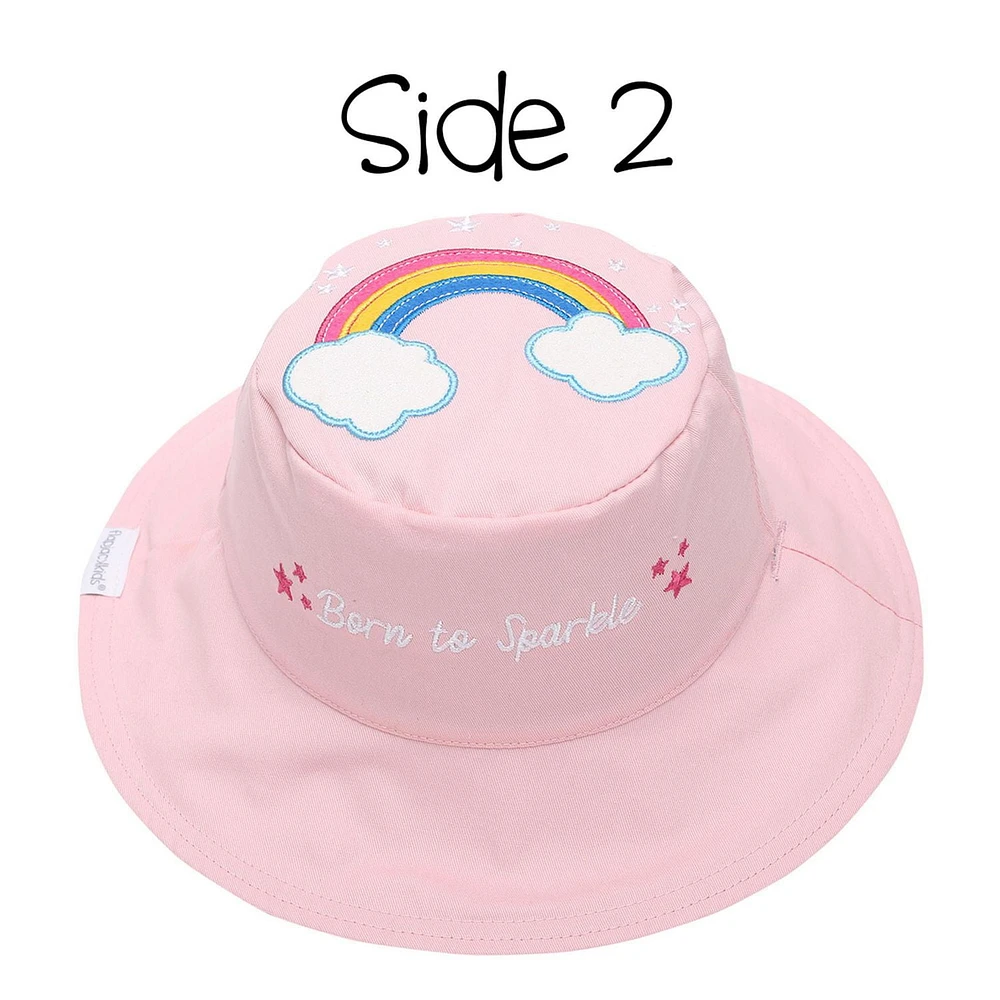 FlapJackKids - Chapeau de soleil réversible pour bébés, enfants et petites - Arc-en-ciel et licorne - UPF 50+