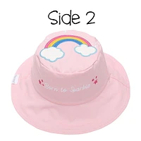 FlapJackKids - Chapeau de soleil réversible pour bébés, enfants et petites - Arc-en-ciel et licorne - UPF 50+