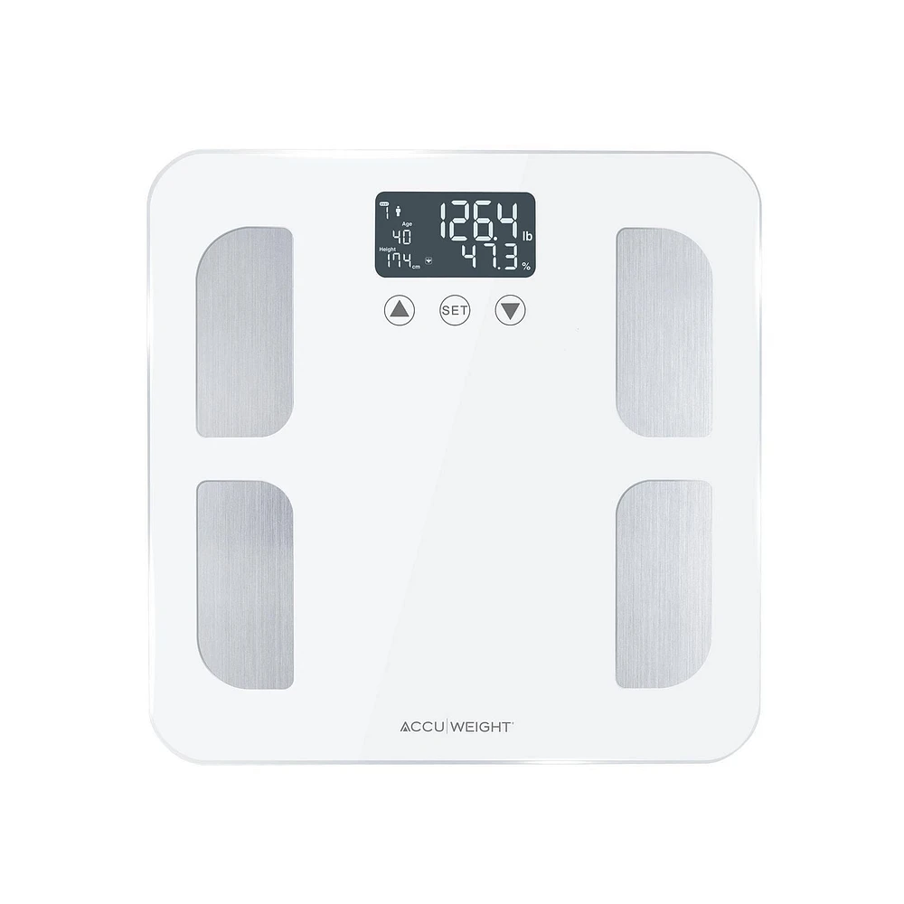 Accuweight Digital Body Composition Scale, Ultra-White, Model BS0315W, 7 Body Composition Metrics