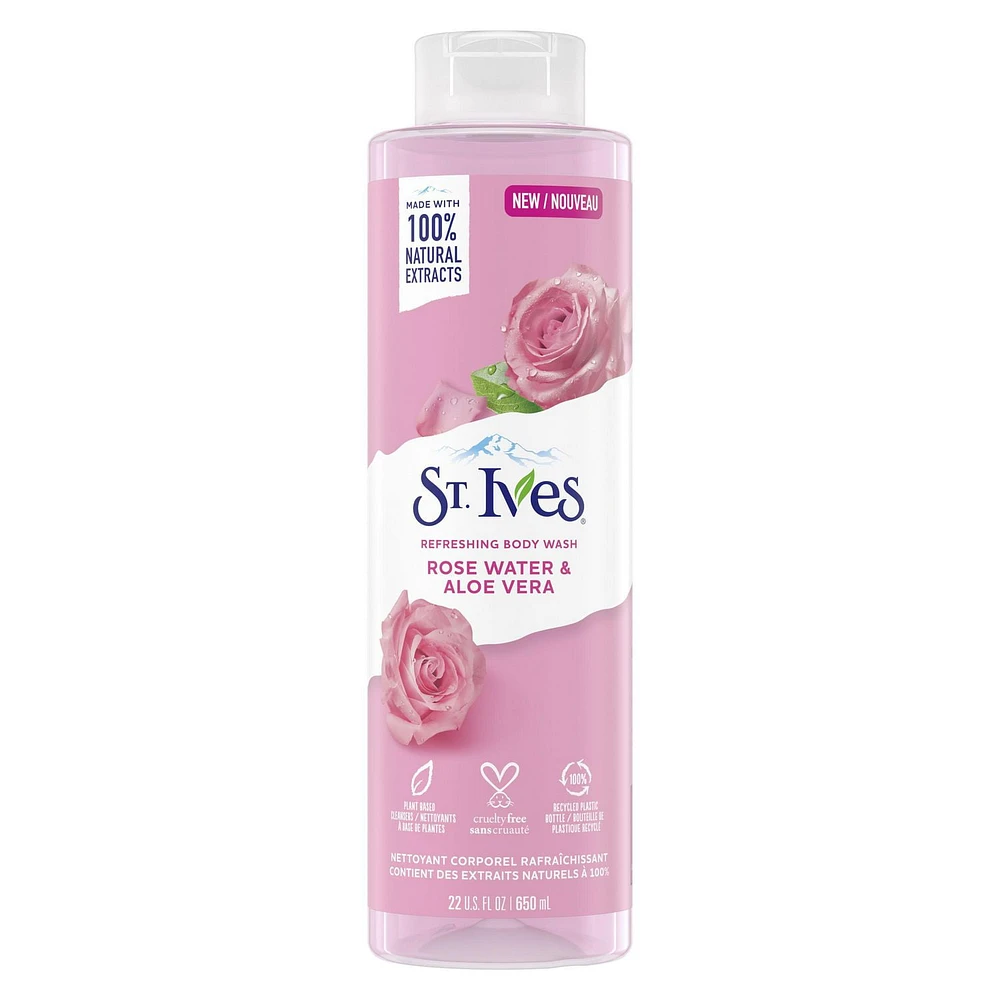 St. Ives Rose Water & Aloe Vera Body Wash, 650ml Body Wash