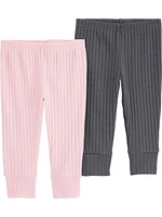 Carter's Child of Mine Baby Girls' Pink/Gray Pants, 2-Pack, Sizes Preemie-18 Months