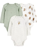 Carter's Child of Mine Bodys vert/gris pour bébés filles et garçons, paquet de 3, tailles prématurées à 18 mois