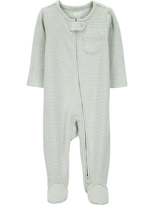 Carter's Child of Mine Ensemble Sleep N Play unisexe à rayures vertes pour bébé, paquet de 2