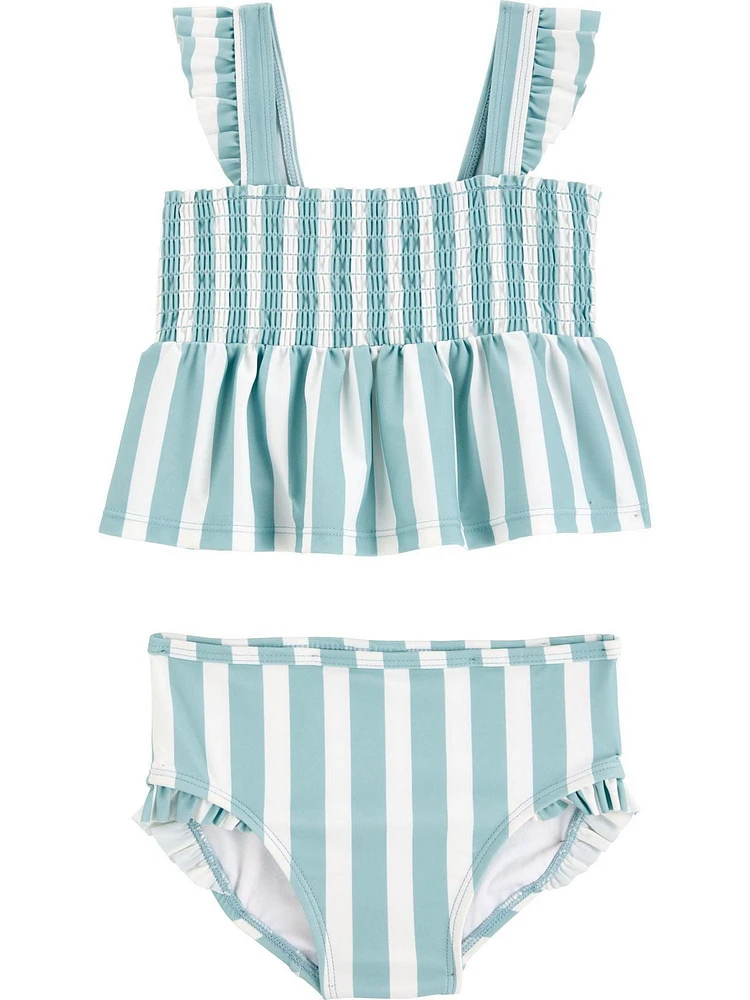 Carter's Child of Mine Ensemble de maillot bain à rayures bleues pour bébés et petites filles, 2 pièces Tailles 0/3 Mois-5T