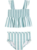 Carter's Child of Mine Ensemble de maillot bain à rayures bleues pour bébés et petites filles, 2 pièces Tailles 0/3 Mois-5T