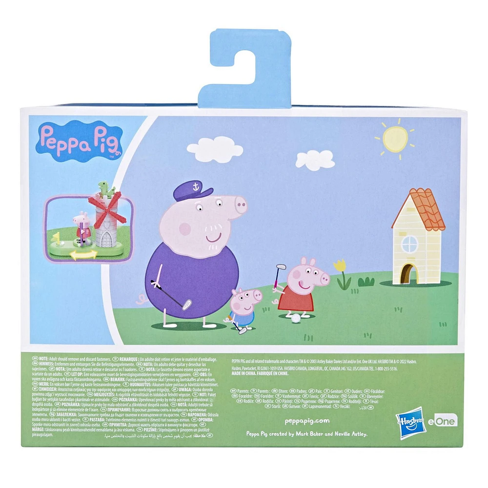 Peppa Pig Peppa's Club Peppa's Mini Golf Preschool Playset Toy, Features 2 Figures and Spinning Windmill, for Ages 3 and Up