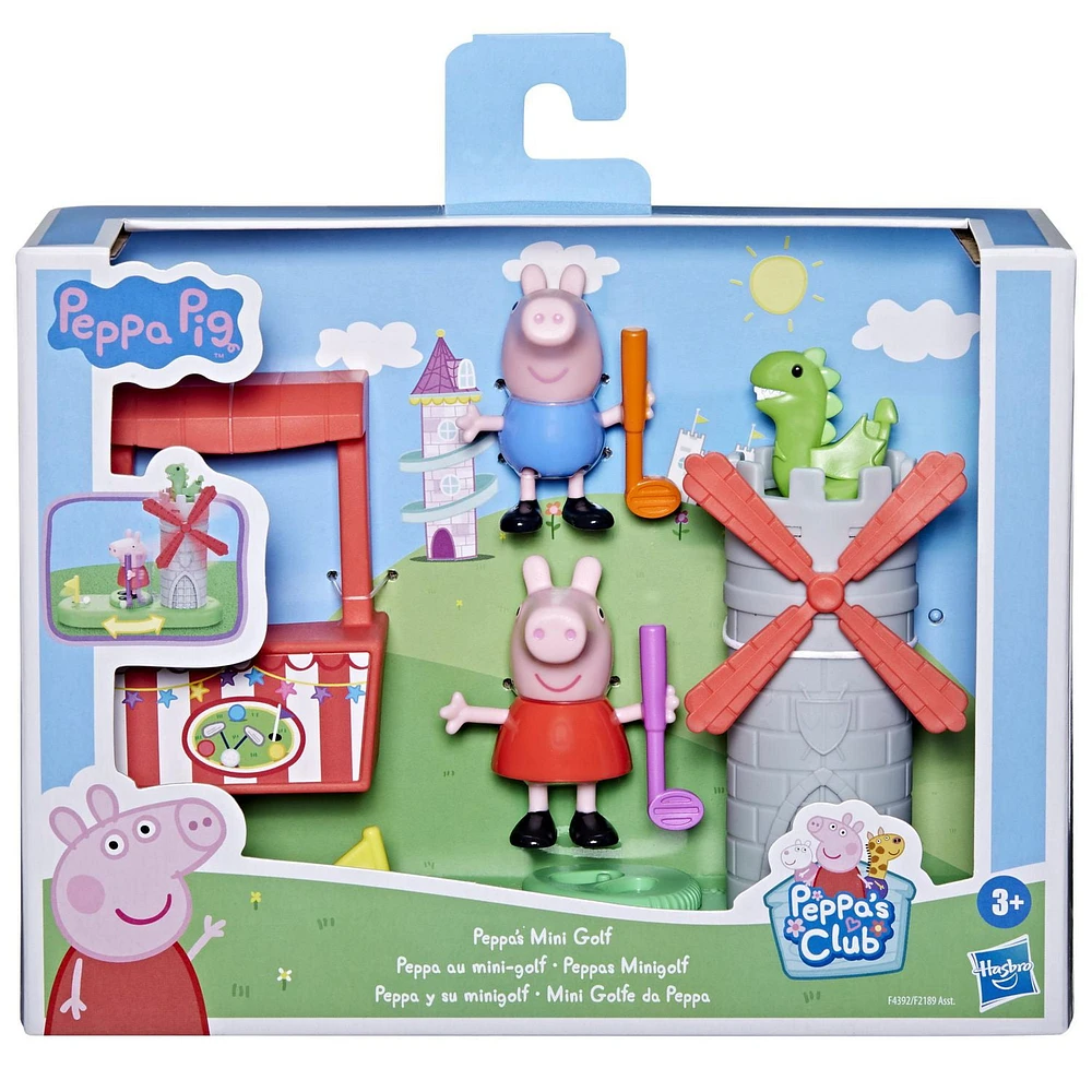 Peppa Pig Peppa's Club Peppa's Mini Golf Preschool Playset Toy, Features 2 Figures and Spinning Windmill, for Ages 3 and Up