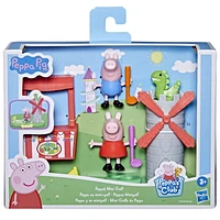 Peppa Pig Peppa's Club Peppa's Mini Golf Preschool Playset Toy, Features 2 Figures and Spinning Windmill, for Ages 3 and Up