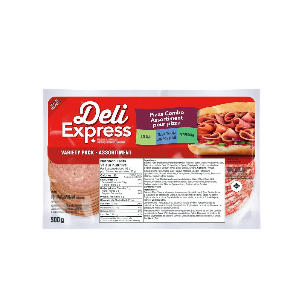 Emballage assorti de viande de charcuterie pour pizza Deli Express 300 g