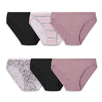 Culottes bikini en coton Fruit of the Loom pour femmes, paquet de 6