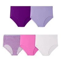 Fruit of the Loom Women's Fit for Me Cotton Brief, 5-Pack, Sizes: 9-13