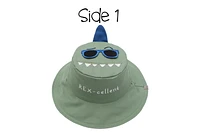FlapJackKids - Chapeau de soleil réversible pour bébés, enfants et petites - Dino & Surfer Dino - UPF 50+