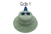 FlapJackKids - Reversible Baby, Kids & Toddler Sun Hat - Dino & Surfer Dino - UPF 50+