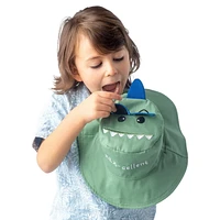 FlapJackKids - Chapeau de soleil réversible pour bébés, enfants et petites - Dino & Surfer Dino - UPF 50+