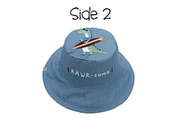 FlapJackKids - Chapeau de soleil réversible pour bébés, enfants et petites - Dino & Surfer Dino - UPF 50+