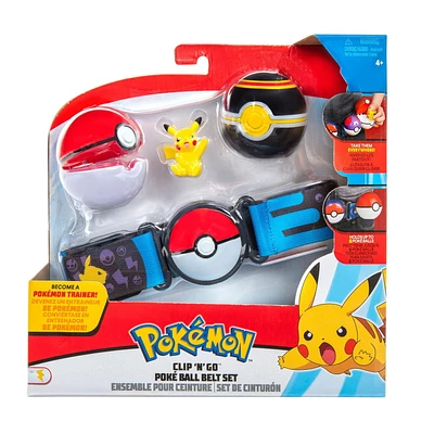 Pokémon Clip 'N' Go Poké Ball Belt Set - Quick Ball, Great Ball, and Female Pikachu