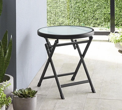 Mainstays Glass Top Folding Side Table, Durable steel frame