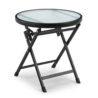 Mainstays Glass Top Folding Side Table, Durable steel frame