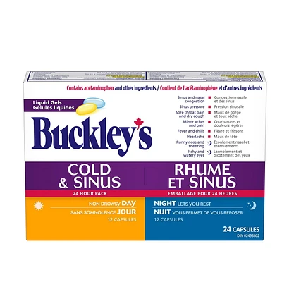 Buckley's Cold & Sinus 24-Hour Pack Liquid Gels, 24 Count