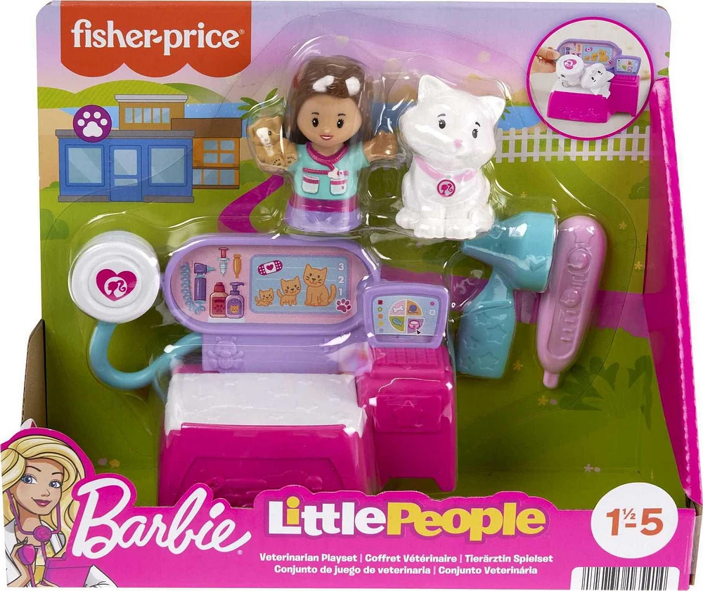 Fisher-Price Little People Barbie Veterinarian Playset for Toddlers and Preschool Kids, 5 Pieces, Ages 1+