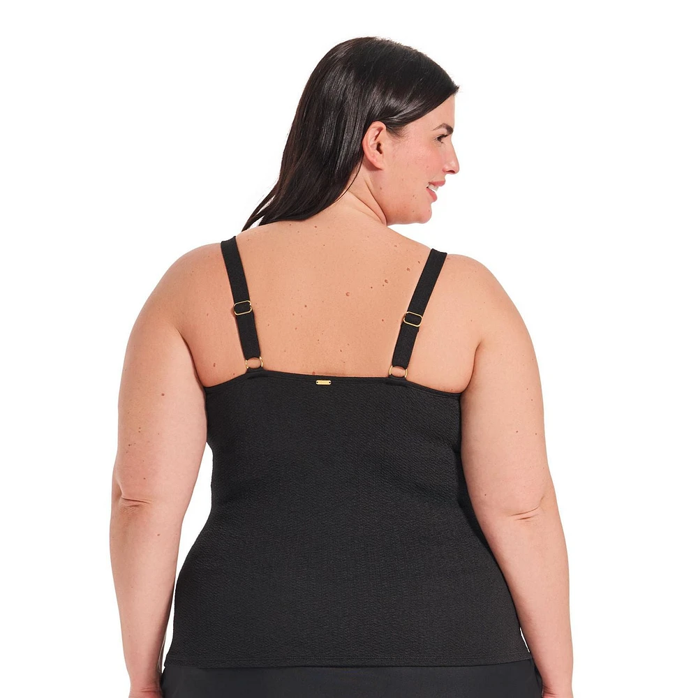 Krista Plus Haut de maillot de bain texturé tankini à encolure dégagée pour femme