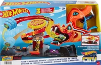 Hot Wheels City Pizza Slam Cobra Attack Playset with 1:64 Scale Toy Car, Ages 3Y+