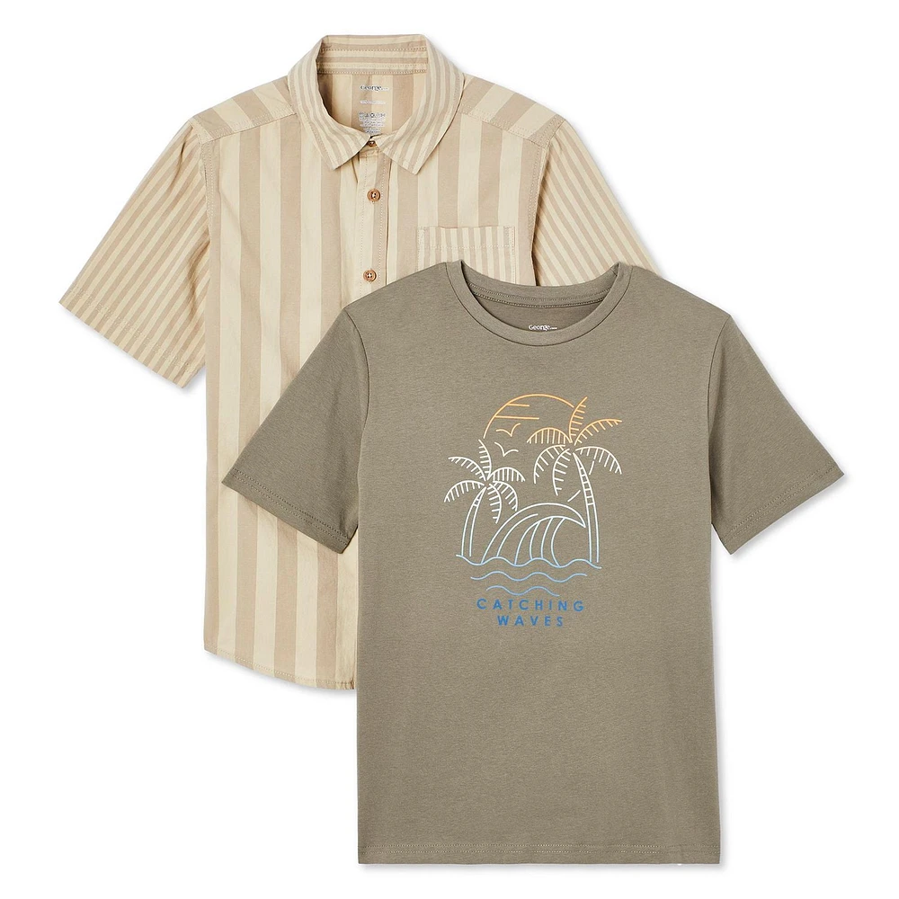 Ensemble 2 pièces avec chemise tissée George pour garçons Tailles TP–TG