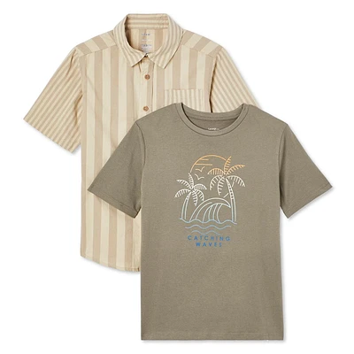 Ensemble 2 pièces avec chemise tissée George pour garçons Tailles TP–TG