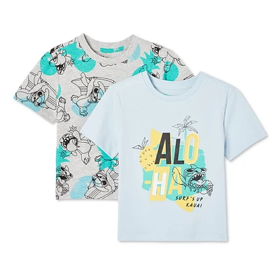 Lot de 2 t-shirts Stitch Disney pour petits garçons Tailles 2T-5T