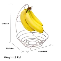 Satin Nickel Fruit Bowl with Banana Tree