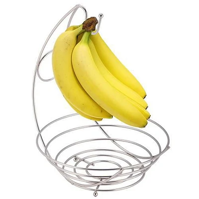 Satin Nickel Fruit Bowl with Banana Tree