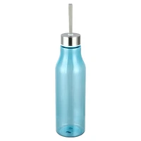 Mainstays 20oz Plastic Water Bottle with Stainless Steel Screw on Lid Blue