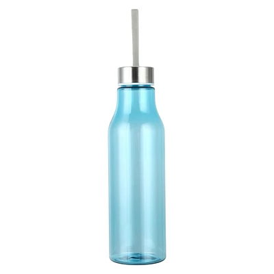 Bouteille d'eau en plastique Mainstays de 20 oz avec couvercle à visser en acier inoxydable, bleue