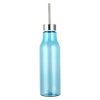 Mainstays 20oz Plastic Water Bottle with Stainless Steel Screw on Lid Blue