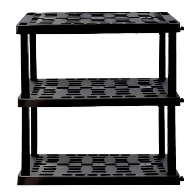 Hyper Tough Large 3-Tier Plastic Shelves, W36 x D18 x H38" Interlocking Multipurpose Organizer