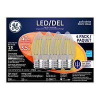 GE 4W LED BM MEDIUM BASE SOFT WHITE 4 PACK