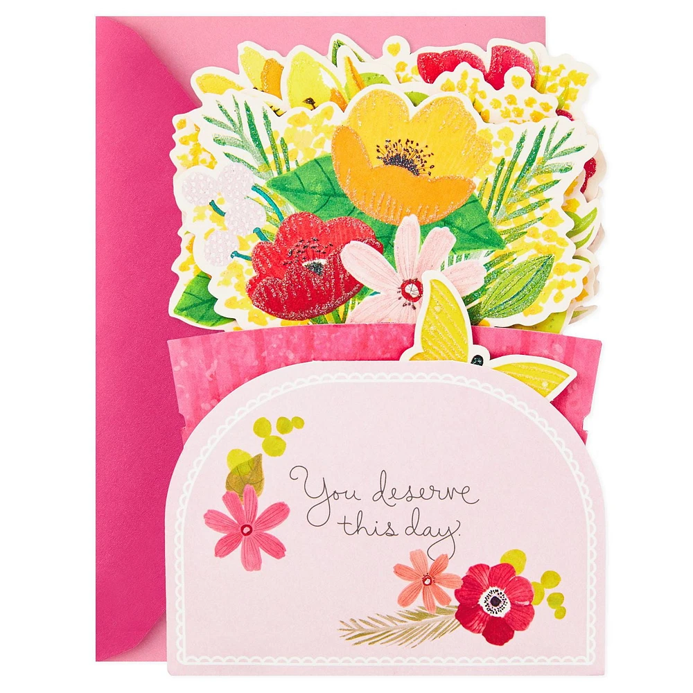 Hallmark Paper Wonder Mothers Day Pop Up Card (Flower Bouquet, You Deserve This Day)