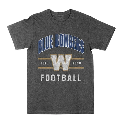 Men's CFL Blue Bombers Football Grey T-Shirt