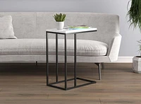 Safdie & Co. Accent Table C-Shaped Marble Black Metal