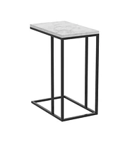 Safdie & Co. Accent Table C-Shaped Marble Black Metal