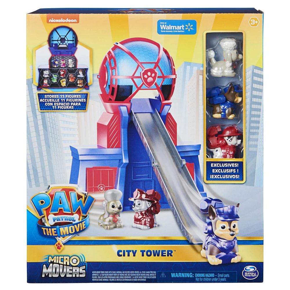 PAW Patrol, Micro Movers Movie City Tower Playset and Display Case with 3 Exclusive Toy Figures, Walmart Exclusive, Kids Toys for Ages 3 and up