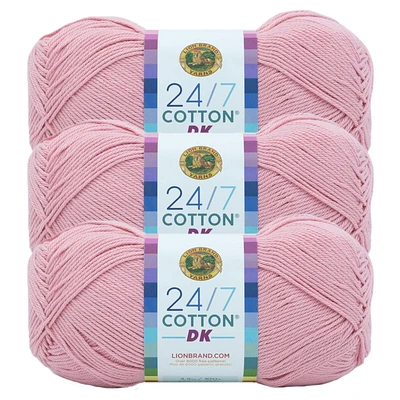 Lion Brand 24/7 Cotton® DK Yarn #3 Light/DK weight 100g/273m 3-Pack