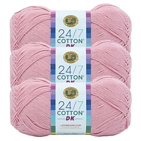 Lion Brand 24/7 Cotton® DK Yarn #3 Light/DK weight 100g/273m 3-Pack