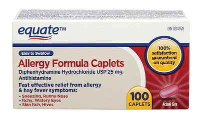 Equate Allergy Formula Caplets, 100 caplets