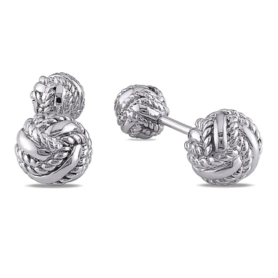 Miabella Men's Sterling Silver Knot Pin Cufflinks