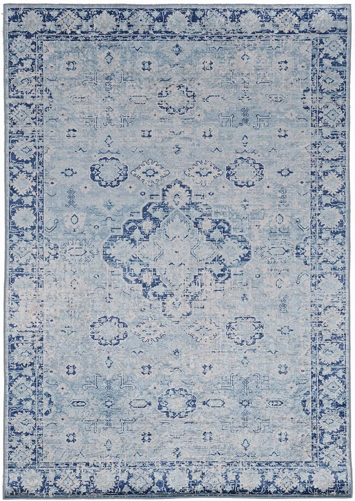 Emerald Kramer Ivory & Blue 6'7" x 9'7" Area Rug