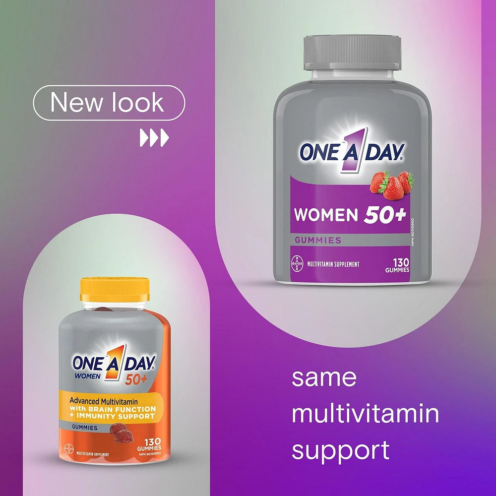 One A Day Women 50 Plus Multivitamin Gummies - Advanced Multivitamin Gummy with Immunity Support & B-Complex, 130 Gummies