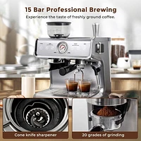 Ultima Cosa Espresso Machine With Grinder,With Milk Frother Steam Wand, Barista Latte Machine With Removable Water Tank for Cappuccinos or Macchiatos