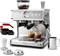 Ultima Cosa Espresso Machine With Grinder,With Milk Frother Steam Wand, Barista Latte Machine With Removable Water Tank for Cappuccinos or Macchiatos