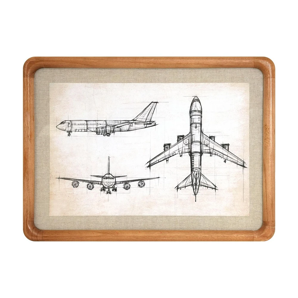 16x22 Framed Linen Art - Plane